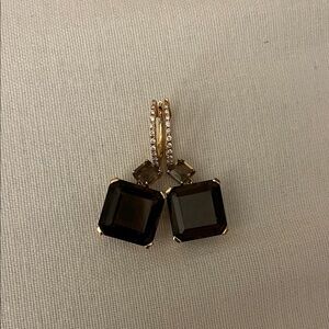 18k gold and diamond smoky quartz earrings